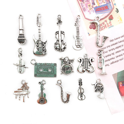 Cute DIY Music Series Violin Guitar Note keychain pendant necklace