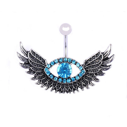 Evil Eye Belly Button Ring with Wing Design