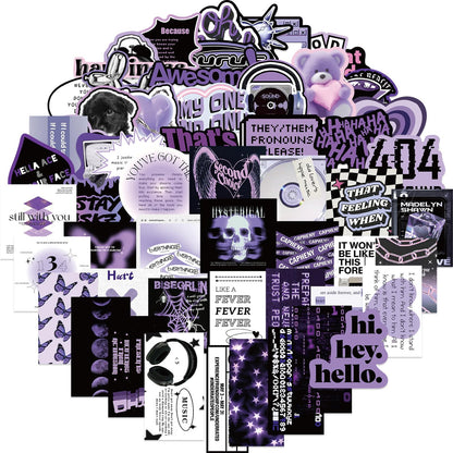 Lydosoco Cool Black Purple Stickers Pack 60Pcs Trendy Aesthetic Stickers Vinyl Decal Sticker