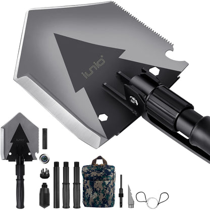 iunio 38inch Folding Shovel Camping Shovel Survival Multitool Foldable Entrenching Tool Portable Collapsible Spade Off-Roading Kit for Camping Backpacking Trenching Car Emergency