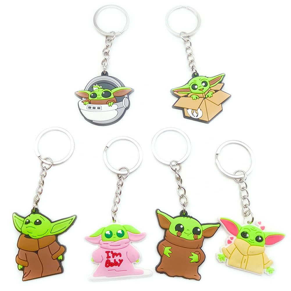 Star Wars 6pcs Baby Yoda Keychain PVC Rubber Anime