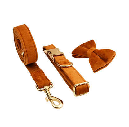Velvet Pet dog cat Collar with Traction Rope