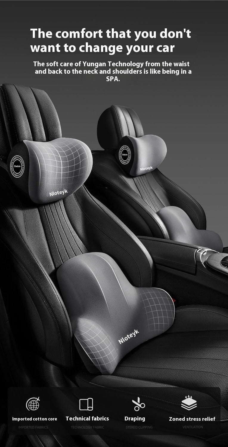 Car Memory Foam Headrest & Waist Cushion