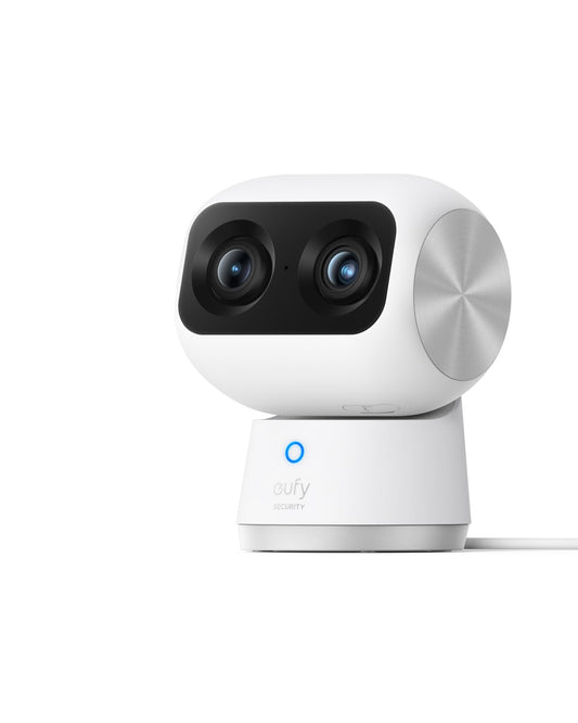 eufy Security Indoor Cam S350Dual Cameras 4K UHD Resolution Security Camera with 8× Zoom and 360° PTZHuman/Pet AIIdeal for Baby Monitor/Pet Camera/Home SecurityDual-Band Wi-Fi 6Plug in (Renewed)