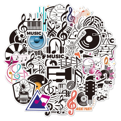 50Pcs Love Music Trendy Musical Symbol Stickers Vinyl Sticker Decal Decor Waterproof