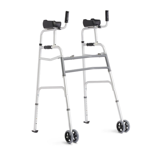 Medline Upright Aluminum Junior Folding Walker – Comfortable Maneuverable for Injury Balance Posture & Recovery