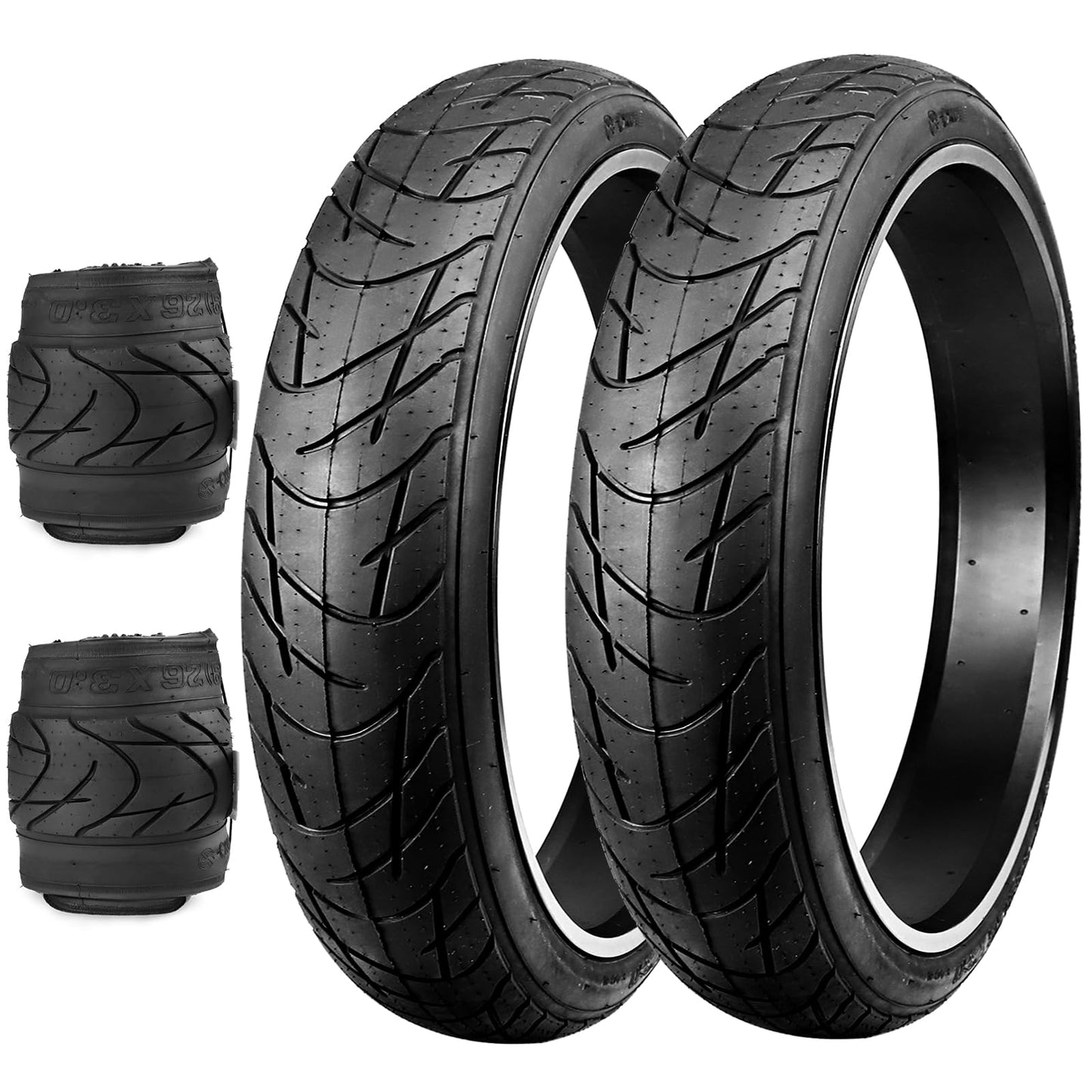 E Bike Fat Bike Tires 26x3 Bike tire 26x3.0 Electric Bike tire ebike Tires 26 x 3 Heavy Duty High-Performance E-Bike Mountain Snow Bike tire 26 x 3 ，2 Tires，Black