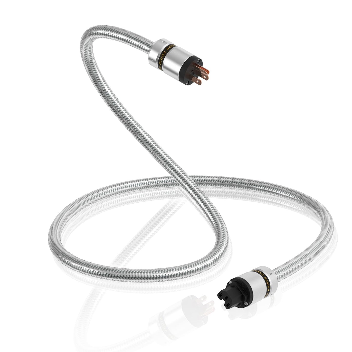 Monosaudio HiFi Power Cable Audiophile Power Cable With 3-Prong US Version Pure Copper Plugs Audio Power Cable 125V 15A Ac Power Cord Pc Braided Sleeves Power Line For Audio Equipment Amp(4.9FT/1.5M)