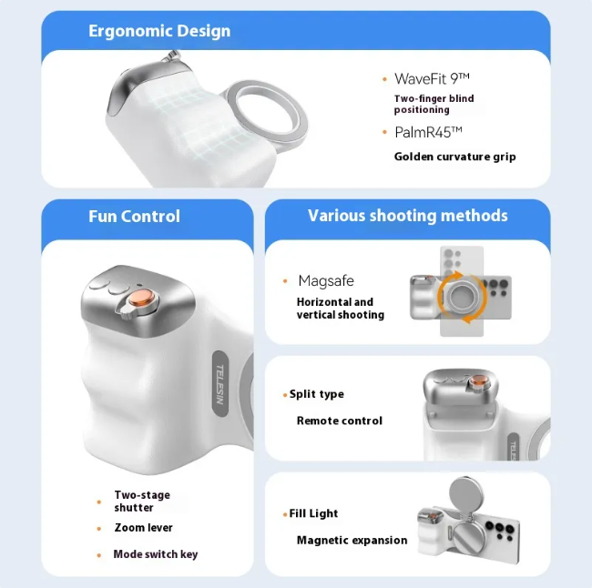 iPhone Magnetic Photography Handle – Wireless Bluetooth MagSafe Camera Aid