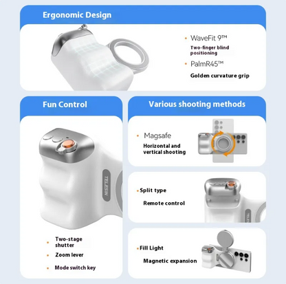 iPhone Magnetic Photography Handle – Wireless Bluetooth MagSafe Camera Aid