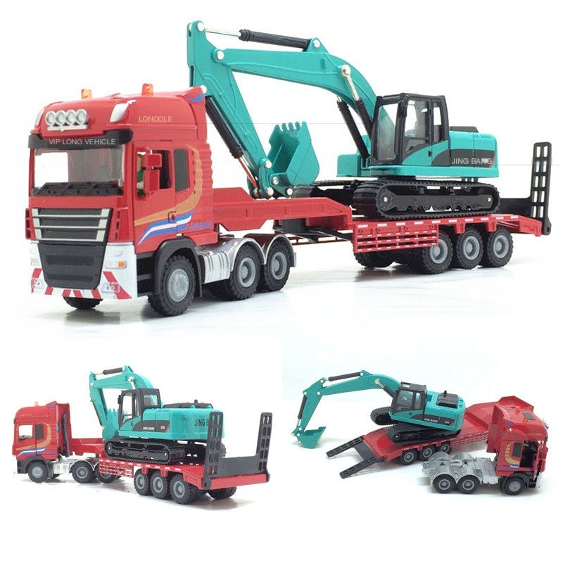 Alloy Construction Transport Vehicle Model with Excavator 37cm