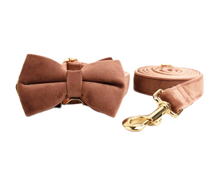 Velvet Pet dog cat Collar with Traction Rope