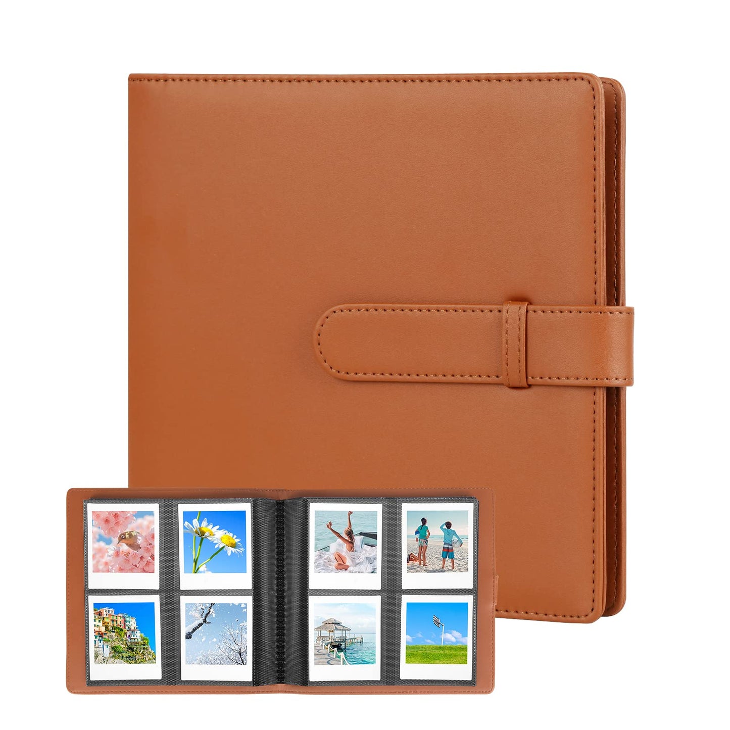 256 Pockets Photo Album for Fujifilm Instax Square SQ1 SQ6 SQ10 SQ20 Instant Camera Fujifilm Instax SP-3 Mobile Printer Extra Large Picture Albums for Fujifilm Instax Square Instant Film (Brown)