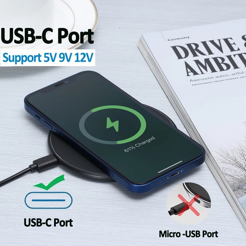 30W Wireless Charger Pad Stand for iPhone & Samsung fast charging type c