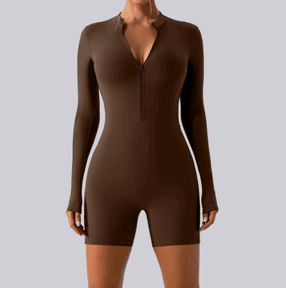 Long-Sleeve  Zippered One-Piece  Women  Woman  Dance  Suit