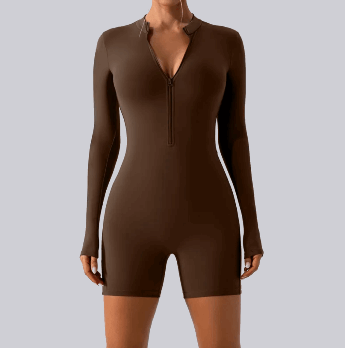 Long-Sleeve  Zippered One-Piece  Women  Woman  Dance  Suit