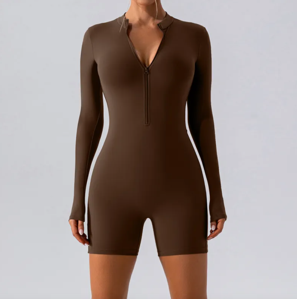 Long-Sleeve Zippered One-Piece Women Woman Dance Suit
