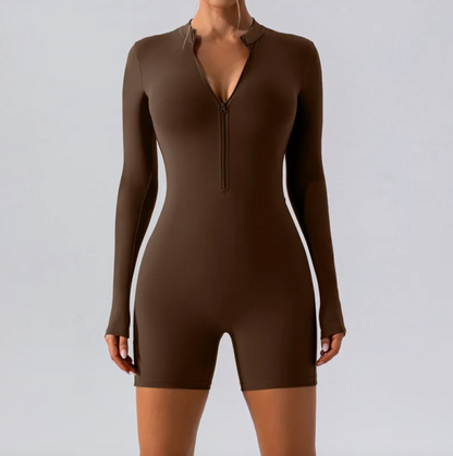 Long-Sleeve Zippered One-Piece Women Woman Dance Suit