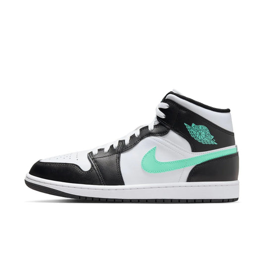 Jordan Nike Air 1 Mid Men Shoes White/Green Glow-Black DQ8426 103 - Size 11.5