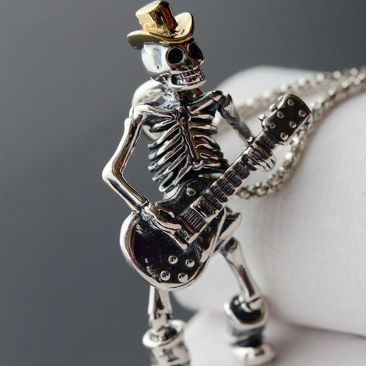 Men's Fashion Guitar Skull Pendant Necklace for Trendsetters