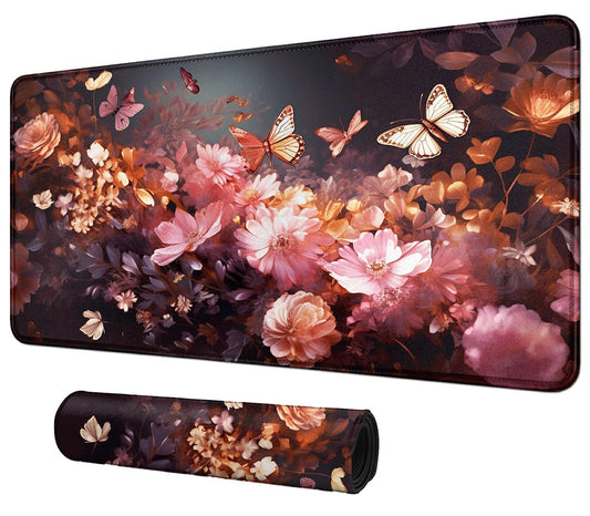 Flowers Butterflys for MTG & TCG PlaymatBFDHGQZC 24" x 14" Game Mat for MTG/RPG/CCG Trading Card Game Playmats Table Mat Perfect for Card Games Video Games Computer Office