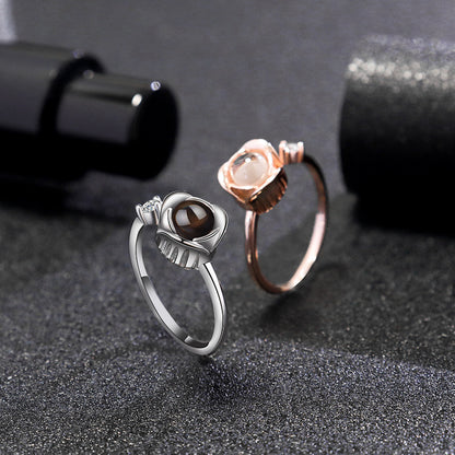 Rose Projection Couple Ring valentine couple birthday gift