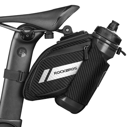 ROCKBROS Bike Saddle Bag Bike Seat Bag with Water Bottle Holder Bicycle Bag Under Seat Waterproof for Road Bike
