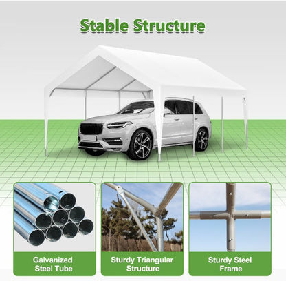 13x20 Heavy Duty Steel Carport Storage Canopy Garage Tent with Removable Side Walls