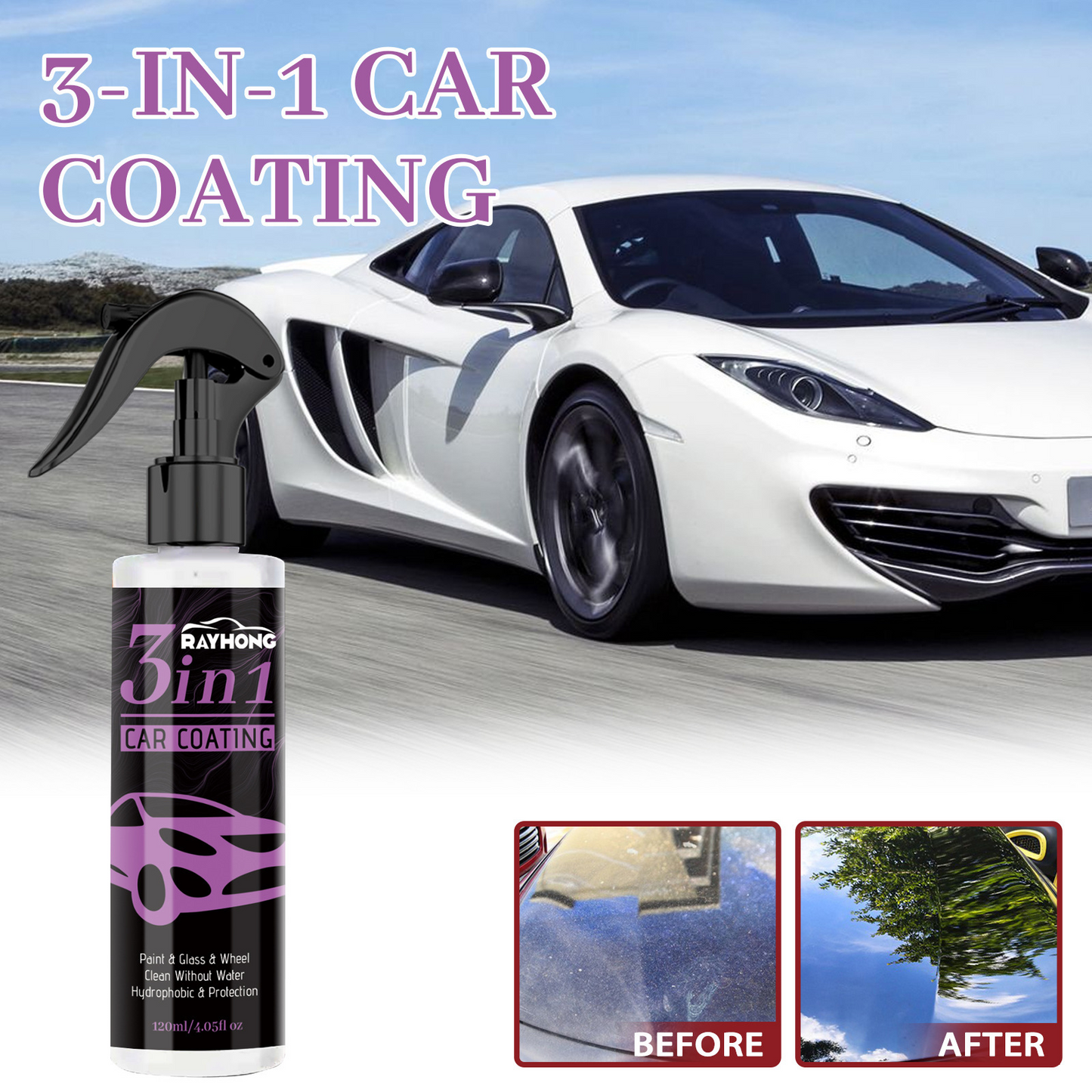3-in-1 Car Coating Spray Shine Protect