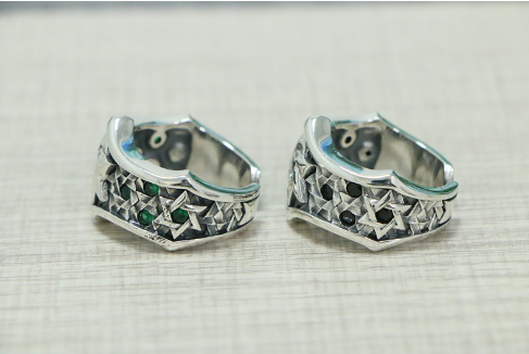 Personalized Inlaid Six Pointed Star Ring valentine couple birthday date gift