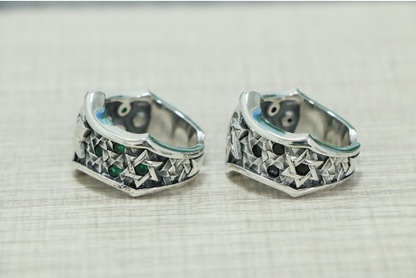 Personalized Inlaid Six Pointed Star Ring valentine couple birthday date gift