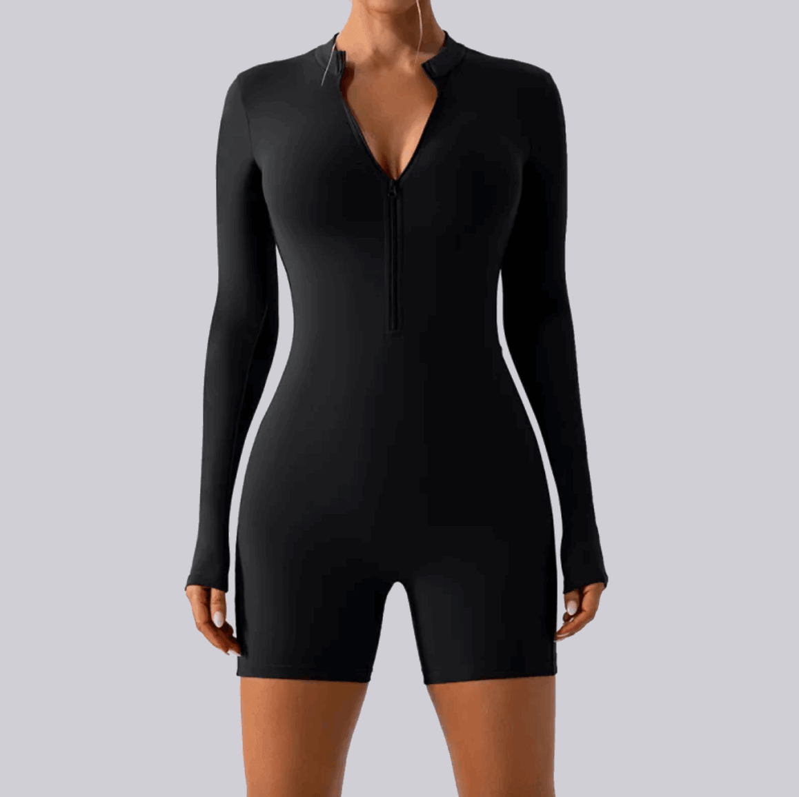 Long-Sleeve  Zippered One-Piece  Women  Woman  Dance  Suit