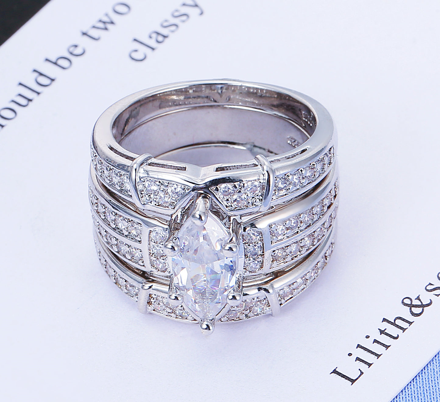 Couple Engagement Zirconia Ring Set birthday valentine romance gift