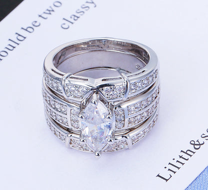 Couple Engagement Zirconia Ring Set birthday valentine romance gift