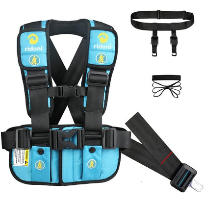 Ridoni Child Safety Travel HarnessSeat Belt AdjusterAnti-Lost HarnessBus Airplane Car Safety Travel HarnessToddler Leash for Ride-Sharing Road Trips Travel Outdoor(BlueMedium)