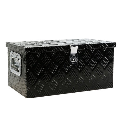 20 Inch Black Aluminum Tool Long Box 5 Bar Tread Flat Box For Truck Car Outdoor Trailer Pickup Underbody RV ATV Storage Tools Organizer With Lock Side Handle And Keys