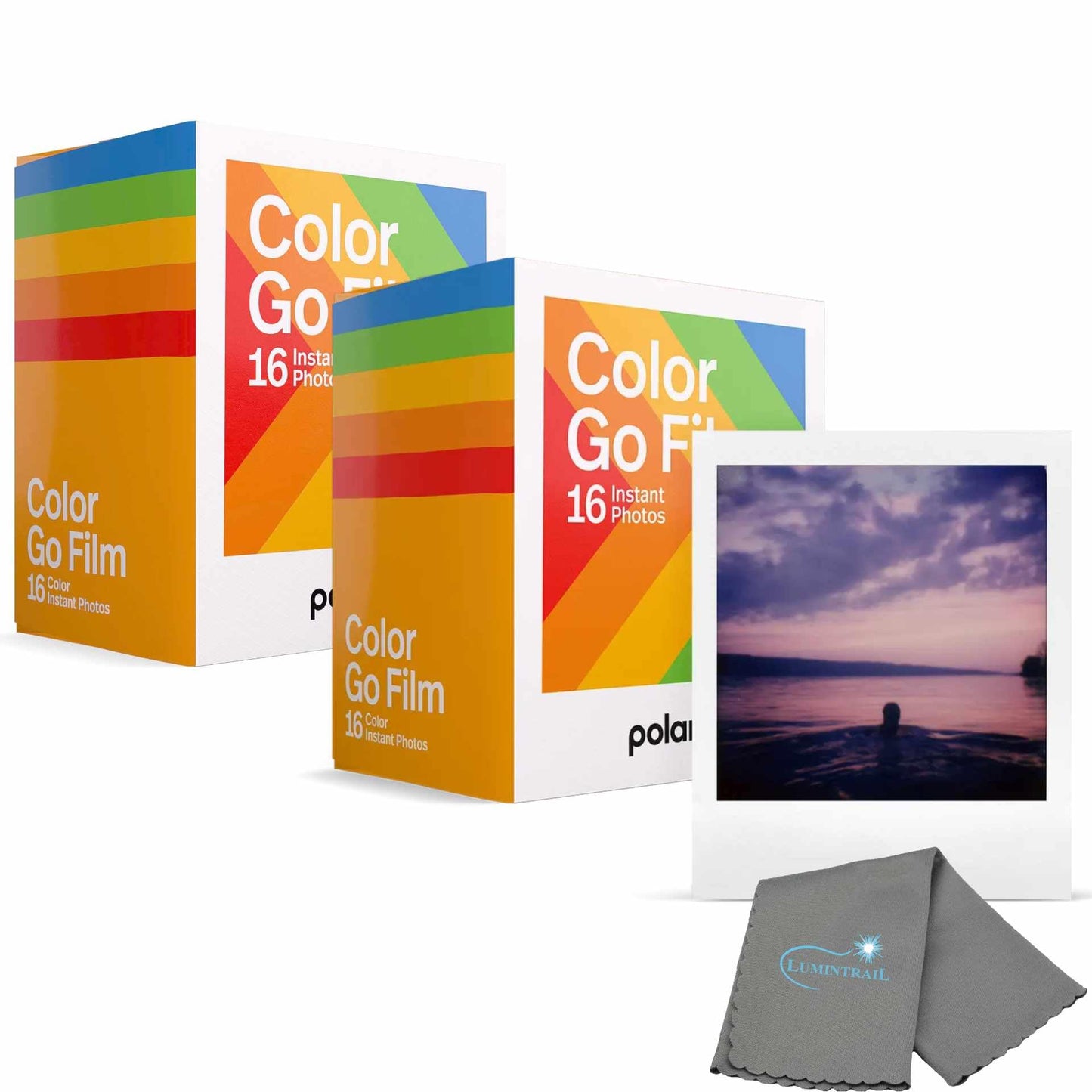 Polaroid Go Color Film 32 Photos 2 Double Packs Compatible with Polaroid Go Camera Instant Color Film for Instant Camera with a Cleaning Cloth