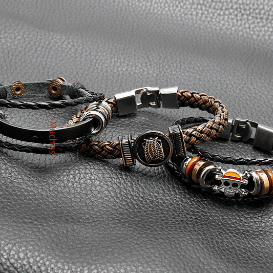 Anime Merch Accessories: Naruto, One Piece & Attack on Titan Leather Bracelet