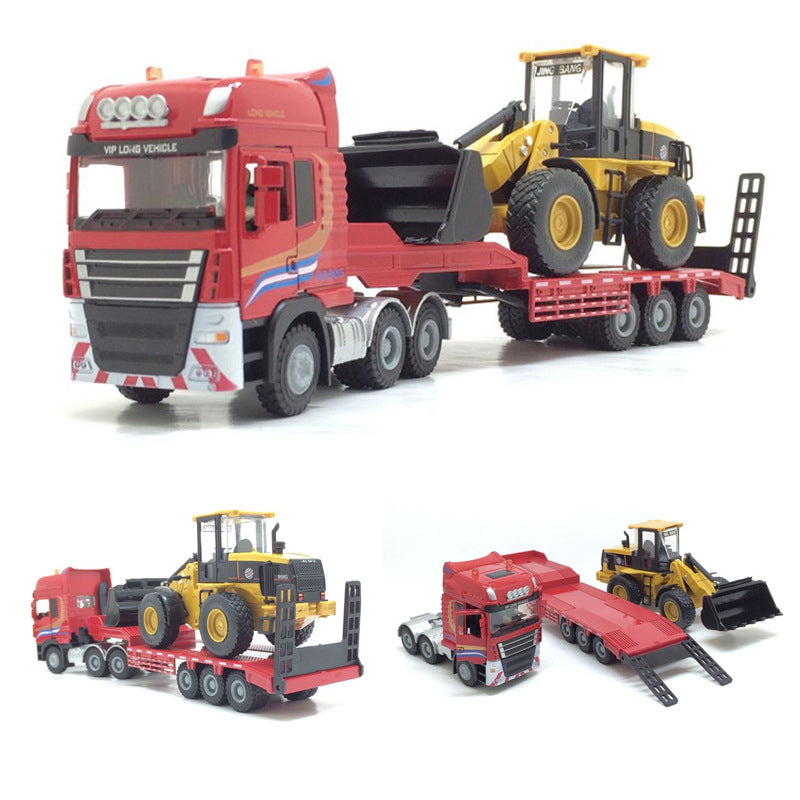 Alloy Construction Transport Vehicle Model with Excavator 37cm