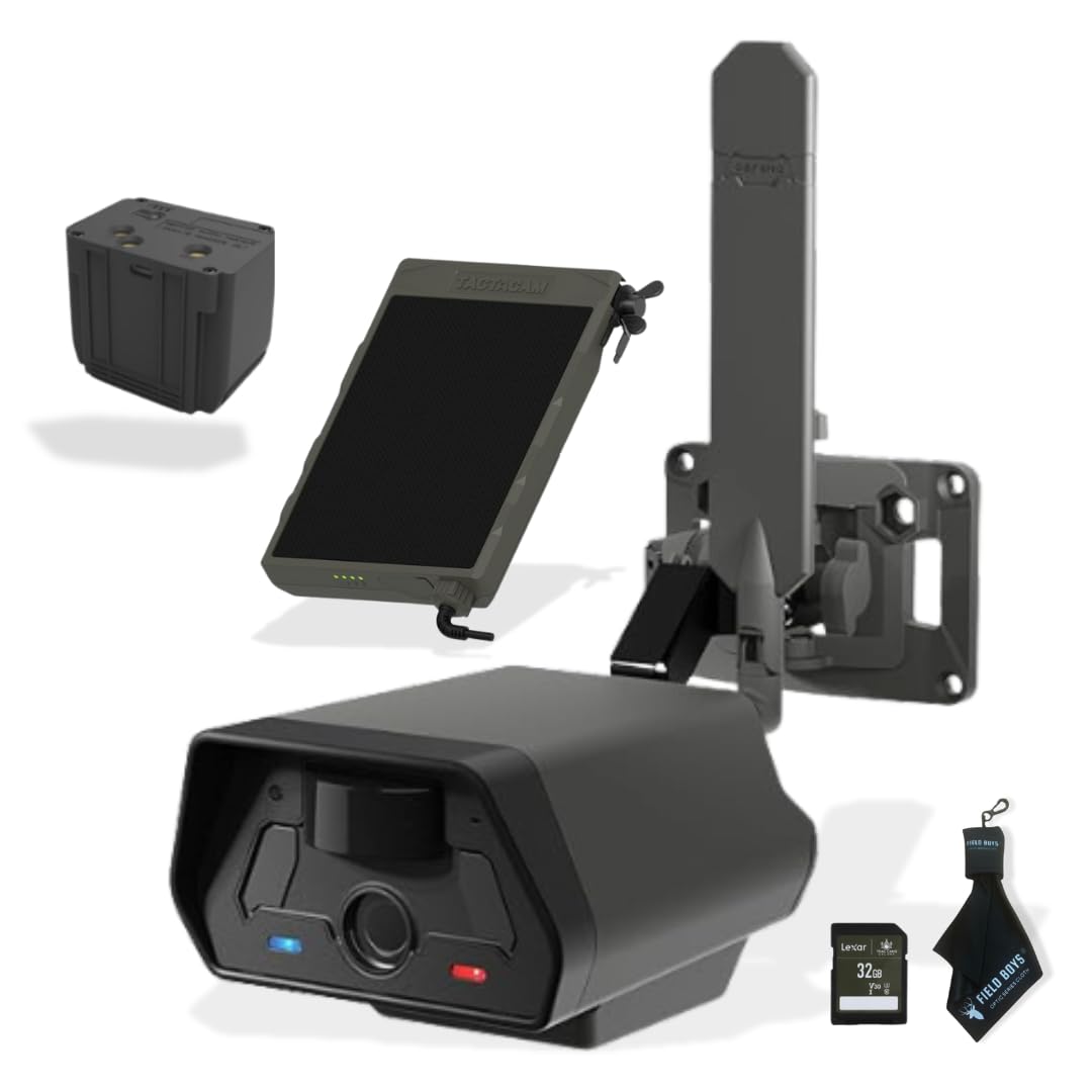 TACTACAM Defend Cellular Security Camera - No WiFi Required - Motion Activated Wireless Camera - Motion Detection - Includes Solar Panel Rechargeable Battery SD Card and Microfiber Cleaning Cloth