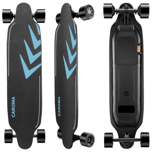 Caroma Electric Skateboard with Remote 1200W Electric Longboard 28 Mph Top Speed & 16 Miles Range Max Load 300lbs Safety Luminous Sandpaper Suitable for Adults & Teens Beginner (Blue)
