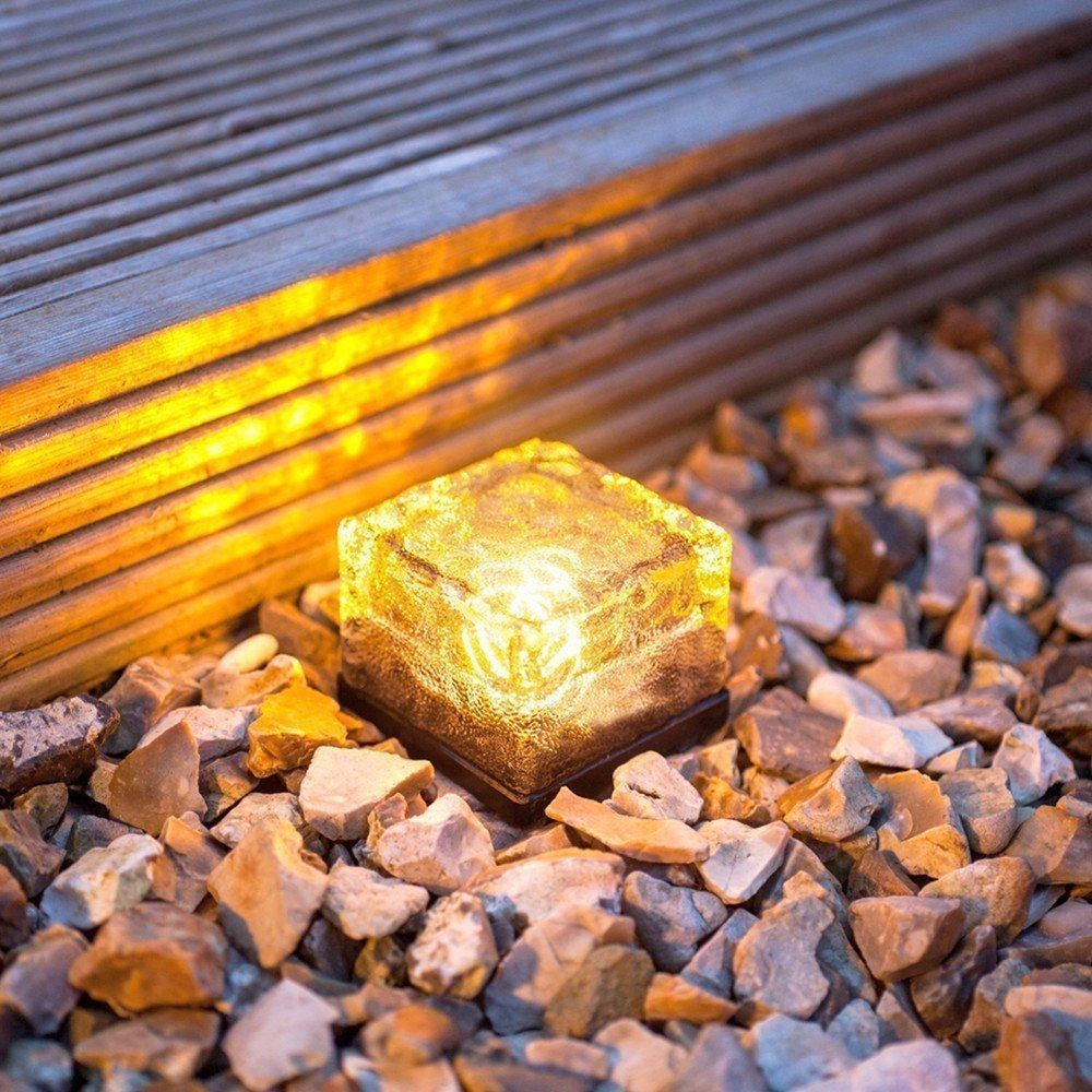 Glass Ice Brick Light, Solar Lawn Ground Lights