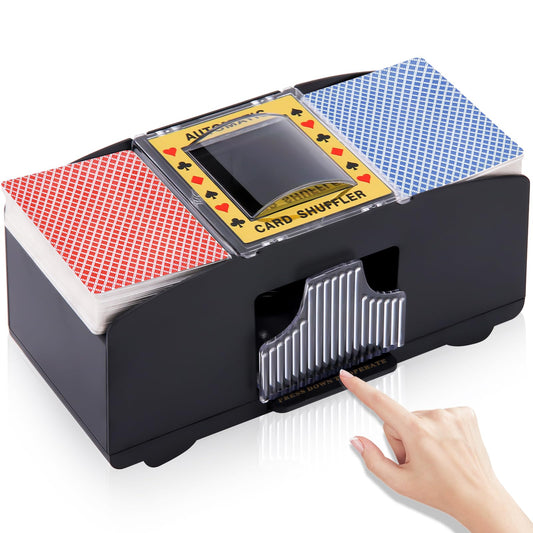 Automatic playing Card Shuffler 1-2 Decks Electric Battery Operated Shuffler Casino Card Game for Poker Home Card Game UNO Phase10 Texas Holdem Blackjack Home Party Club Game