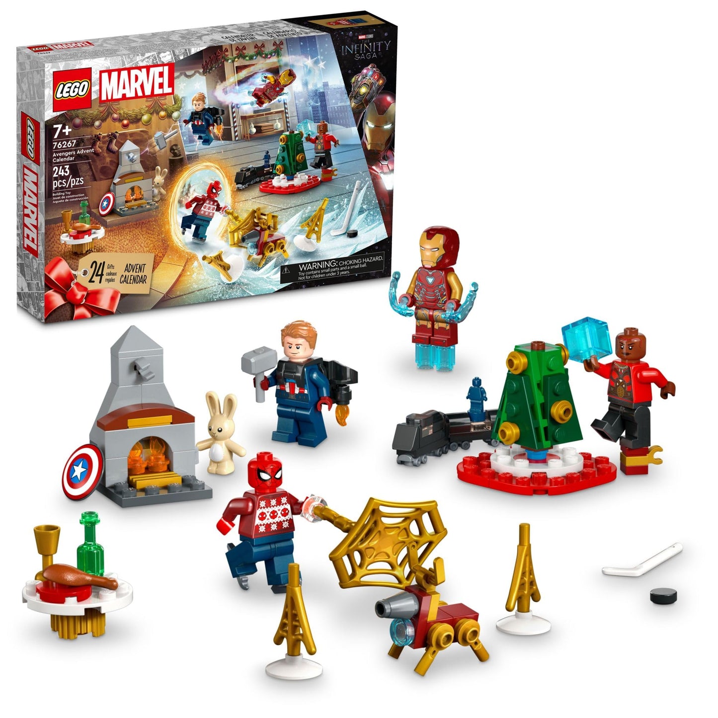 LEGO Marvel Avengers 2023 Advent Calendar 76267 Holiday Countdown Playset with Daily Collectible Surprises and 7 Super Hero Minifigures such as Doctor Strange Captain America Spider-Man and Iron Man