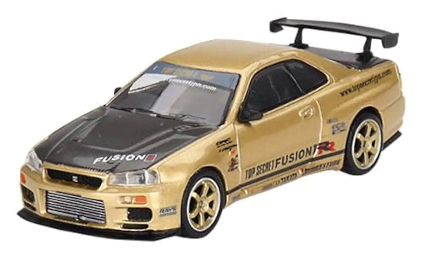 Mini GT Nissan Skyline GT-R (R34) Top Secret Gold 1/64 Diecast Model Car MGT00676-R