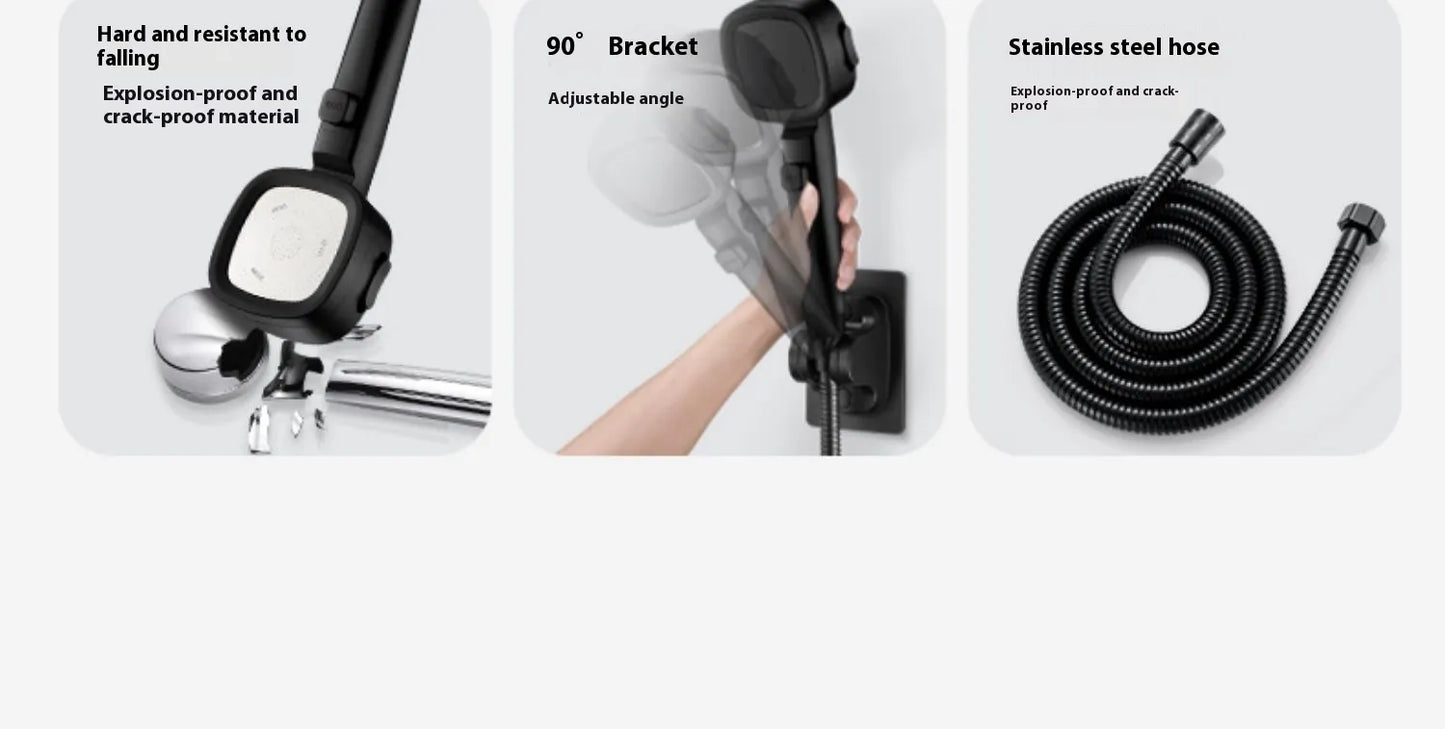 Three-Speed Filtered Supercharged Square Handheld Shower Head