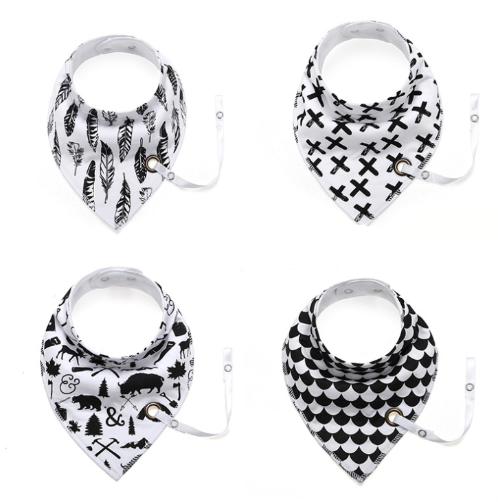 Baby Cotton Triangle Bib with Double Layer and Snap Closure over 95% pure cotton