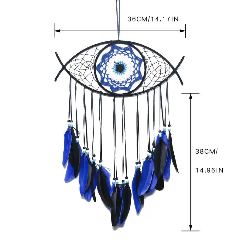 Handmade Dream Catcher with Evil Eye Feather Home Decor