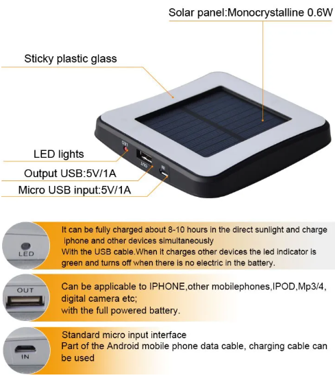 Solar Window Power Bank 5200mAh USB