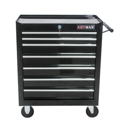 7 DRAWERS multi function tool cart with wheels and lock - BLACK garage